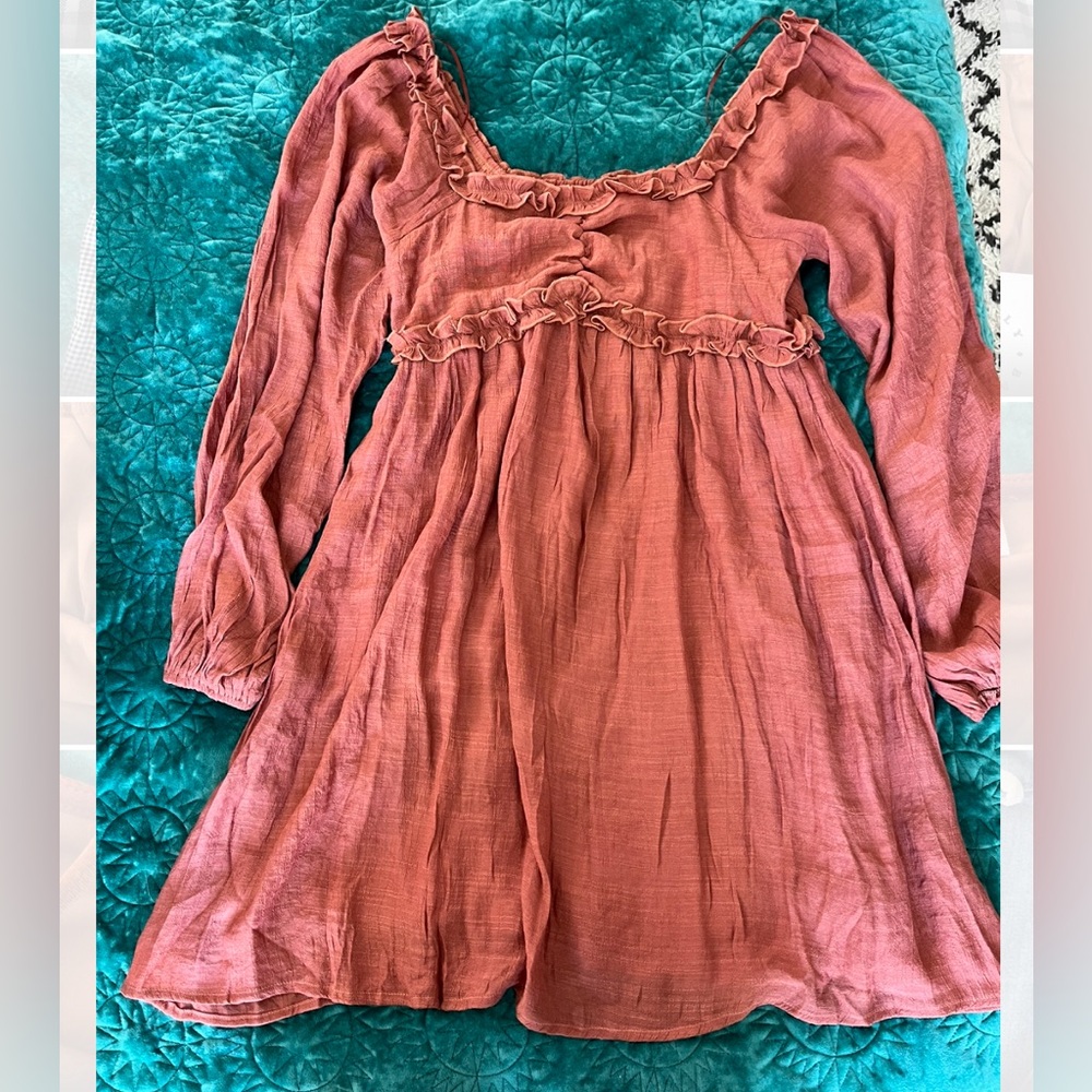Baltic Born Baevely Meridian Ruffle Mini Dress Terracotta